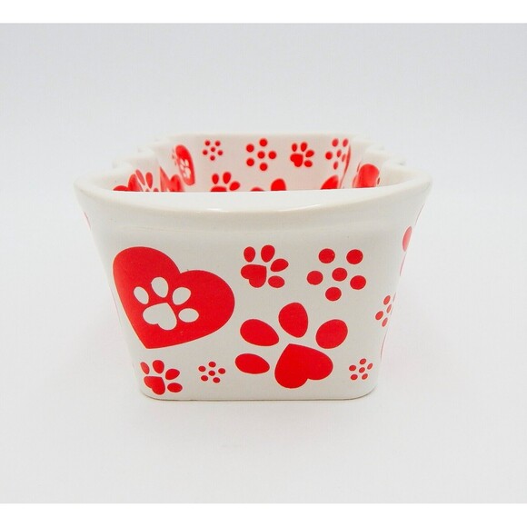 Temp-Tations By Tara Dog Paws Small Loaf Pan Red Bakeware 12 Oz Hearts Prints - Picture 2 of 10